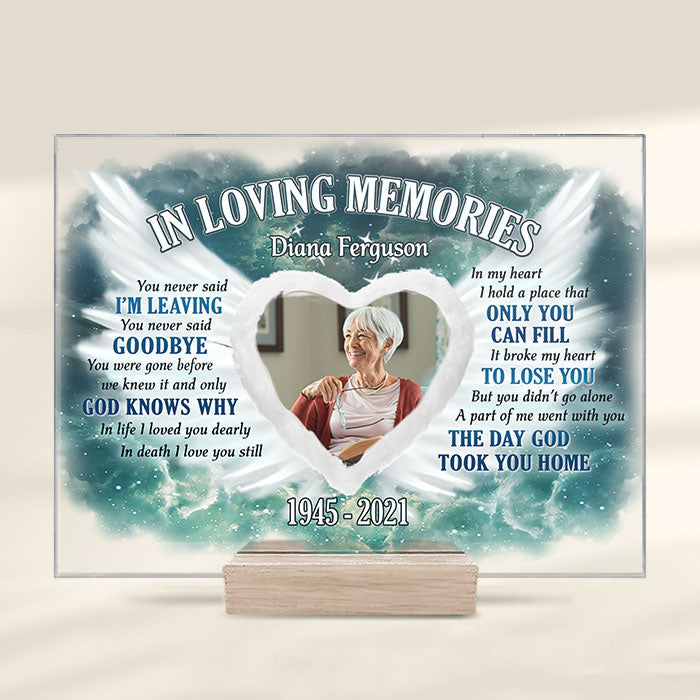 Custom Photo Memorial Gifts for Loved Ones - Personalized Acrylic Plaque