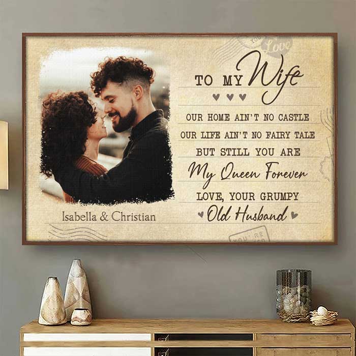You're My Queen Forever - Upload Image, Gift For Couples - Personalized Horizontal Poster