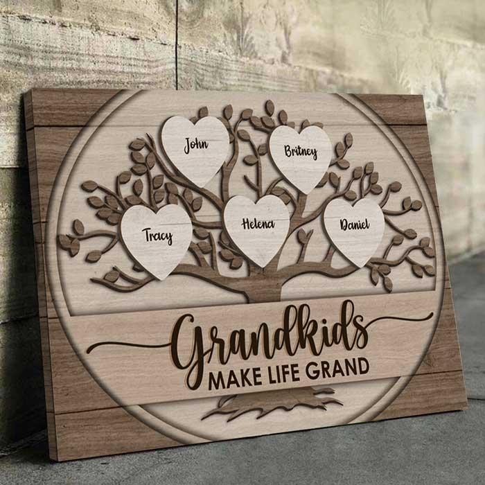 The Grandkids Make Life Magnificent - Personalized Horizontal Canvas - Gift For Grandparents