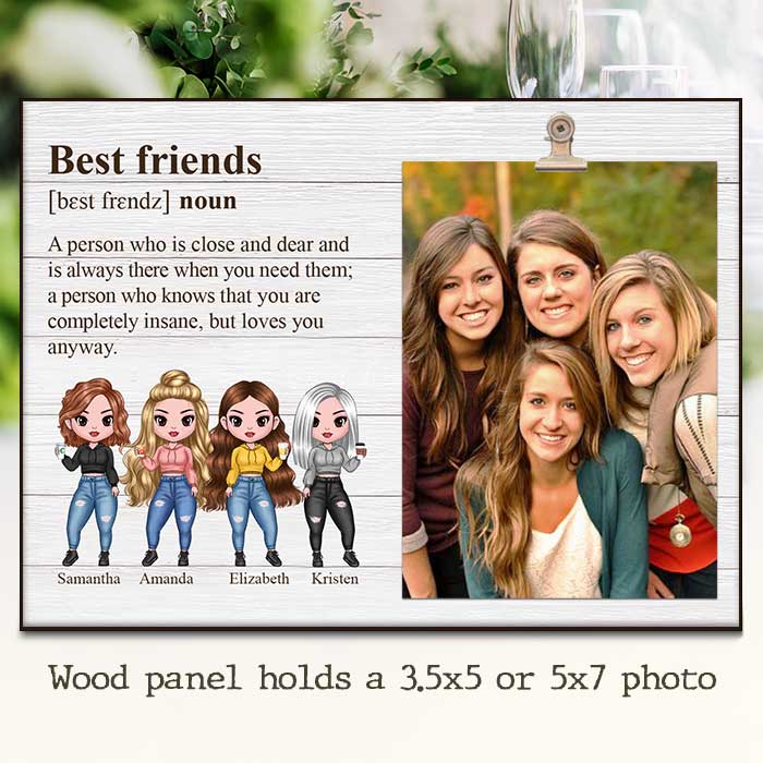 Custom Photo Best Friends Gifts for Women - Personalized Wooden Frame
