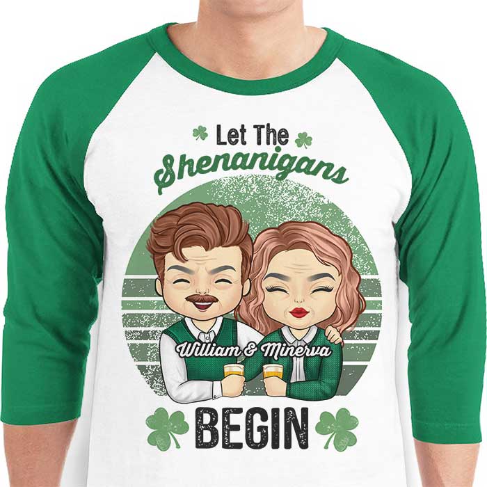 Custom Name St. Patrick's Day Couple Gifts - Personalized Raglan Shirt