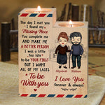 Custom Name Missing Piece Couple Gifts - Personalized Color Candle Holder