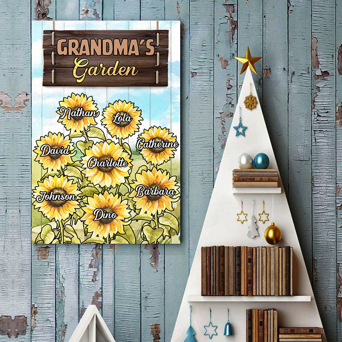 Custom Name Sunflower Garden Gifts for Grandma - Personalized Poster