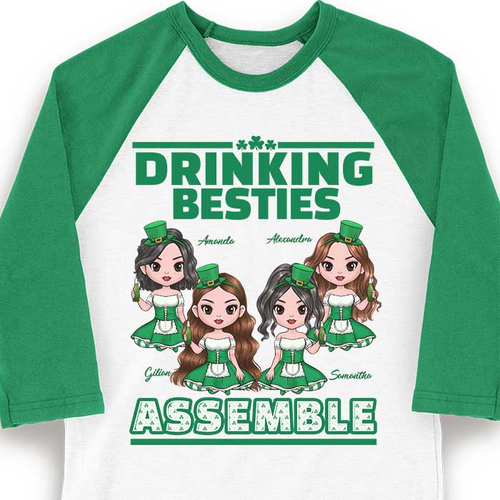 Custom Name St. Patrick's Day Drinking Besties Gifts for Women - Personalized Raglan Shirt