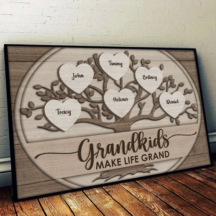 Custom Name Grandkids Family Tree Gifts for Grandparents - Personalized Poster
