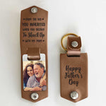 Custom Photo Funny Father's Day Gifts for Dad - Personalized PU Keychain