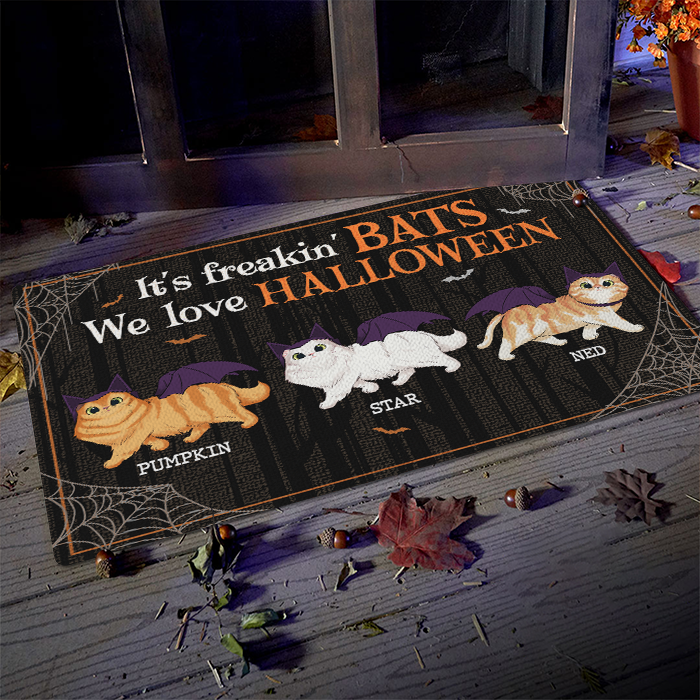 Custom Name Halloween Cat Gifts for Cat Lovers - Personalized Doormat