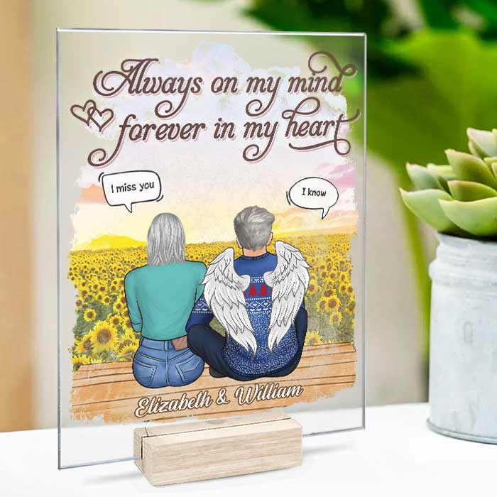 Custom Name Memorial Angel Couple Gifts - Personalized Acrylic Plaque