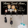 There Is No Place Happier Than Our Home - Personalized Key Hanger, Key Holder - Gift For Couples, Husband Wife