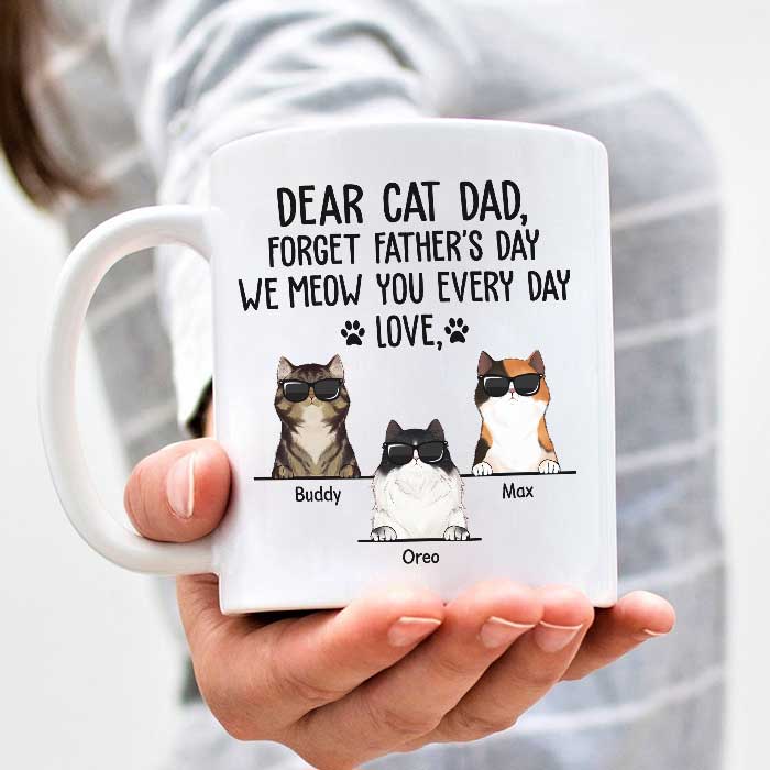 Custom Name Cat Dad Father's Day Gifts - Personalized Mugs