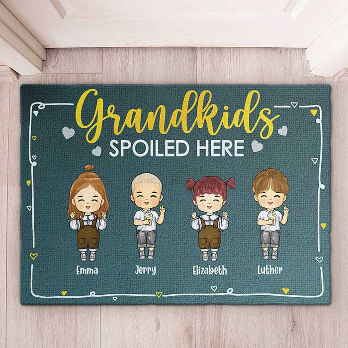 Custom Name Grandkids Spoiled Here Gifts for Grandparents - Personalized Doormat