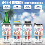 Custom Name Beaches Booze Bestie Gifts for Women - Personalized Can Cooler