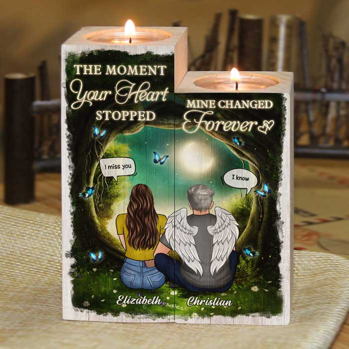 Custom Name Memorial Angel Gifts - Personalized Color Candle Holder