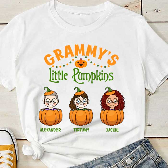 Custom Name Granny's Little Pumpkin Halloween Gifts - Personalized Apparel