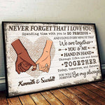 Custom Name Hand in Hand Love Gifts for Couples - Personalized Poster