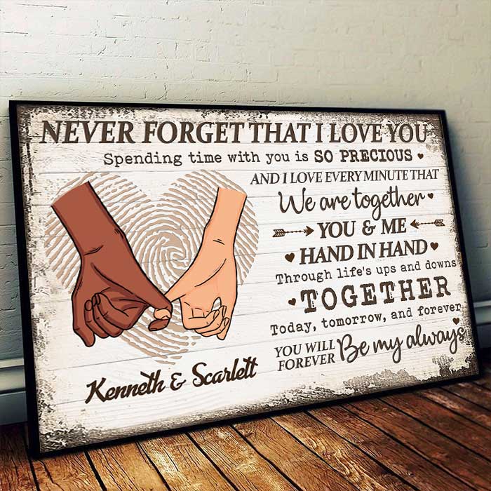 Custom Name Hand in Hand Love Gifts for Couples - Personalized Poster
