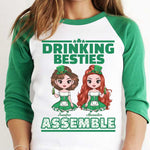 Custom Name St. Patrick's Day Drinking Besties Gifts for Women - Personalized Raglan Shirt