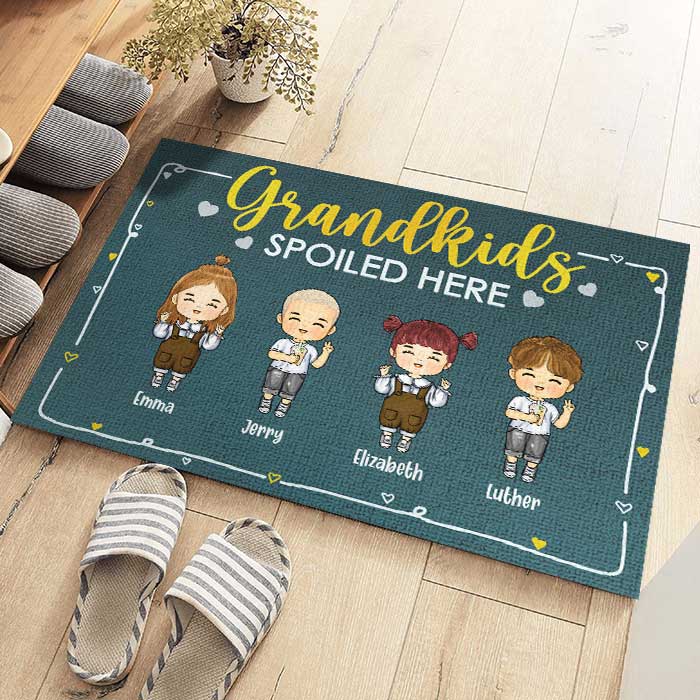 Custom Name Grandkids Spoiled Here Gifts for Grandparents - Personalized Doormat