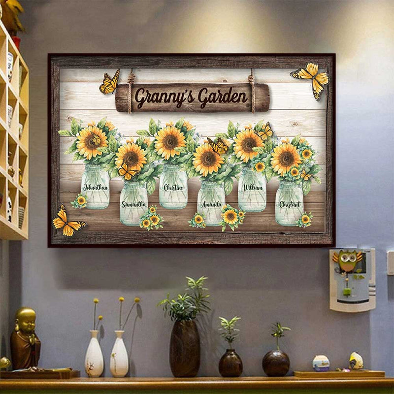 Custom Name Sunflower Garden Gifts for Grandma - Personalized Poster