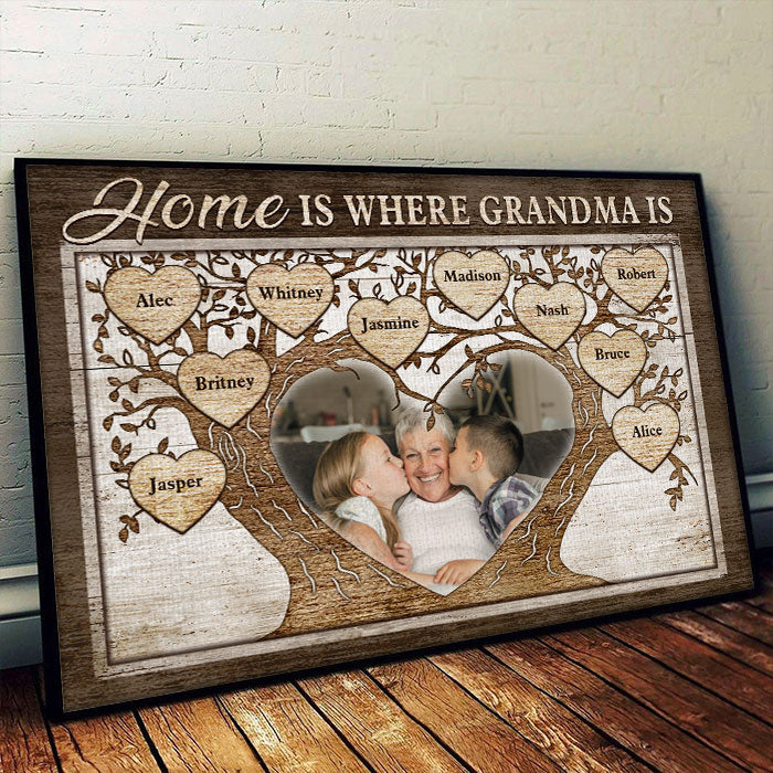 Custom Photo Grandma Family Tree Gifts - Personalized Poster