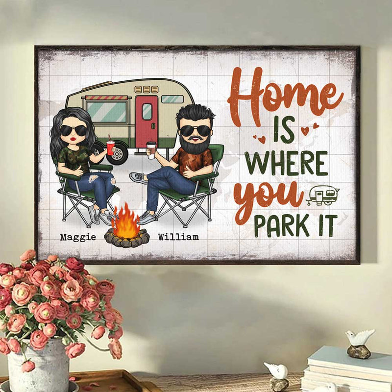 Custom Name Camping Couple RV Decor - Personalized Poster