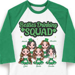 Custom Name St. Patrick's Day Bestie Drinking Squad Gifts - Personalized Raglan Shirt