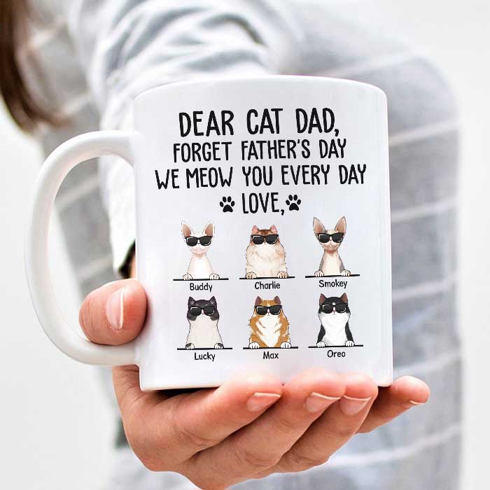 Custom Name Cat Dad Father's Day Gifts - Personalized Mugs
