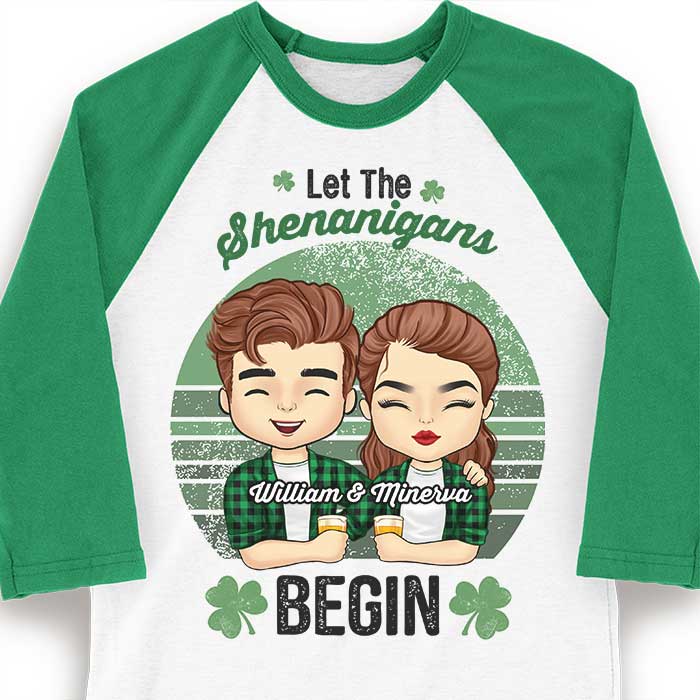 Custom Name St. Patrick's Day Couple Gifts - Personalized Raglan Shirt