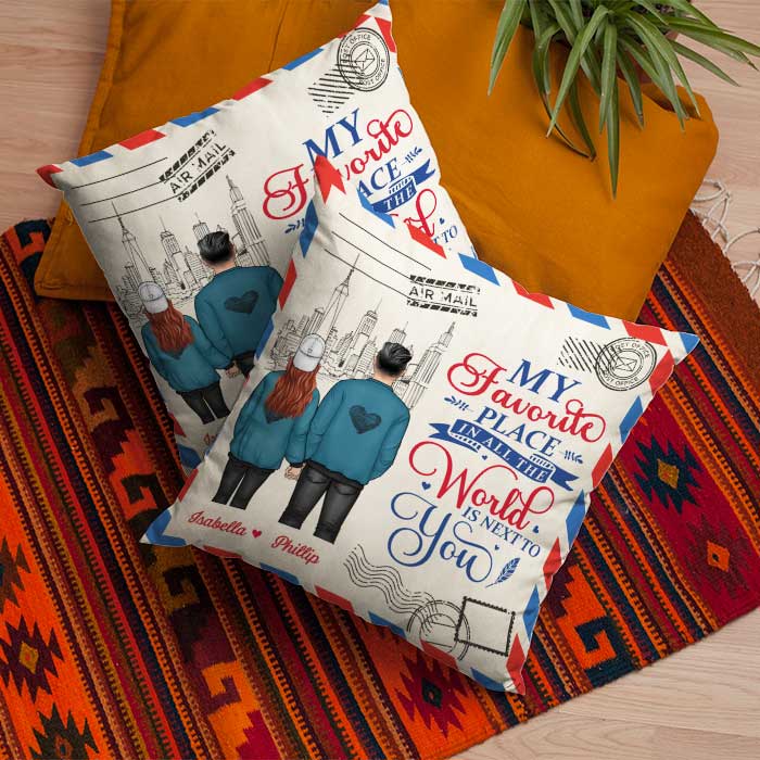 Custom Name Travel Couple Gifts - Personalized Pillow