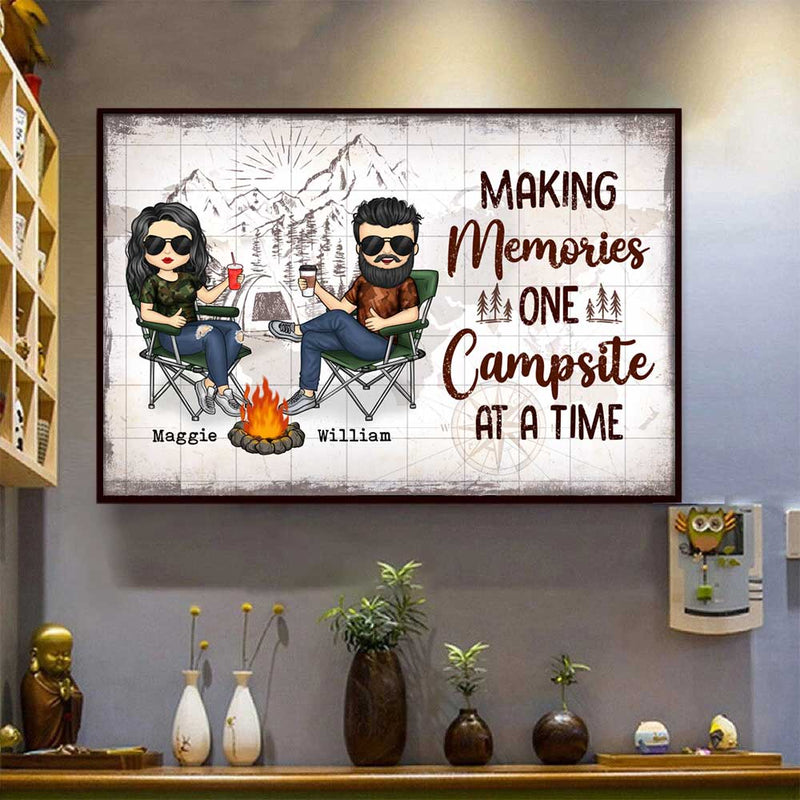 Making Memories One Campsite At A Time - Gift For Camping Couples, Personalized Horizontal Poster