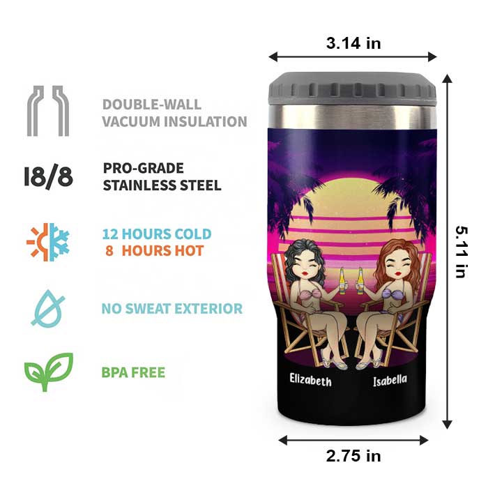 Custom Name Funny Beach Drinking Gifts for Women - Personalized Can Cooler