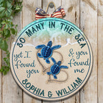 Custom Name Sea Turtle Couple Gifts - Personalized Wood Sign
