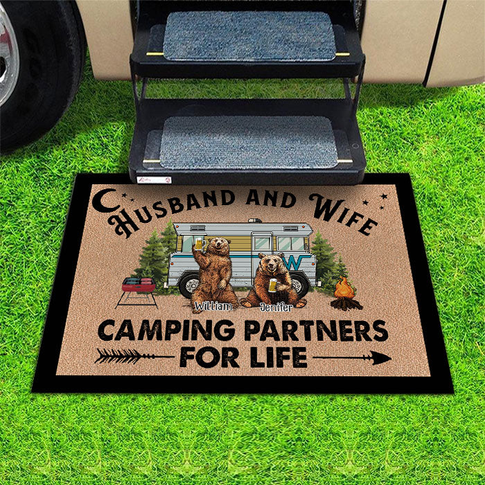 Custom Name Camping Couple Gifts - Personalized Doormat