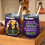 Custom Name Halloween Witch Gifts for Best Friends - Personalized Wine Tumbler