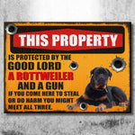 Funny Rottweiler Property Warning Decor - Metal Sign
