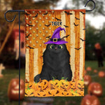 Custom Name Halloween Witch Cat Decor - Personalized Flag