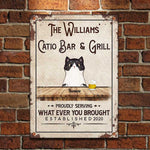Custom Name Cat Bar & Grill Decor - Personalized Metal Sign