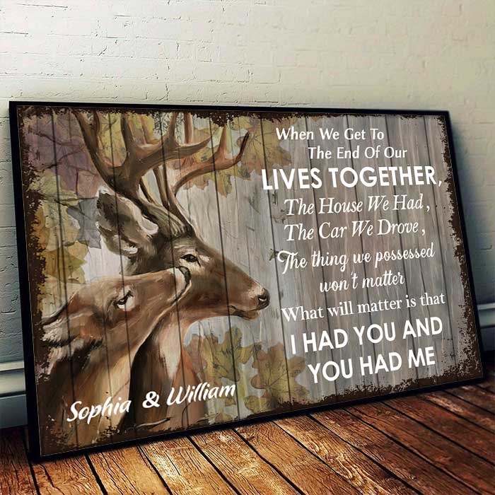 Custom Name Deer Couple Love Decor - Personalized Poster