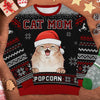 World's Best Cat Mom - Personalized Custom Unisex Ugly Christmas Sweatshirt, Wool Sweatshirt, All-Over-Print Sweatshirt - Gift For Cat Lovers, Pet Lovers, Christmas Gift