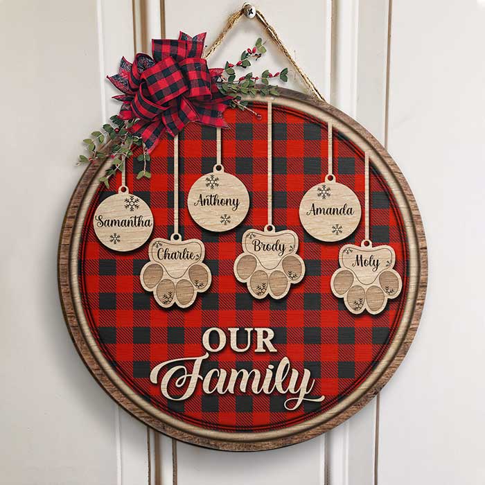 Happy Christmas With Our Family - Personalized Door Sign