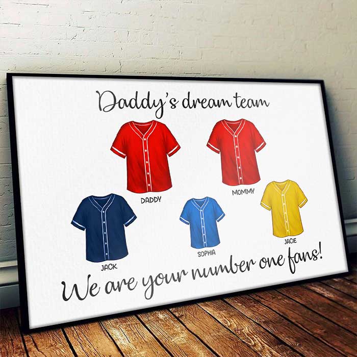 Custom Family Baseball Fan Gifts for Dad - Personalized Poster