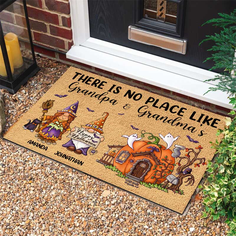 Custom Name Halloween Gifts for Grandpa and Grandma - Personalized Doormat