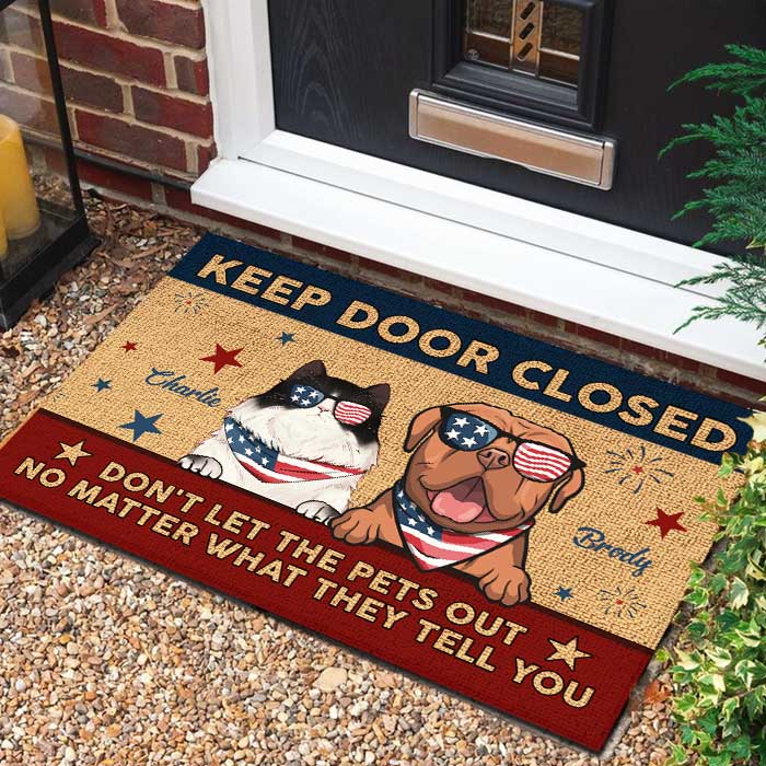 Custom Name Funny Patriotic Pet Gifts - Personalized Doormat