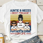Custom Name Auntie and Nieces Partner in Crime Gifts - Personalized Apparel