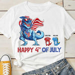 Custom Name Patriotic Dinosaur Fourth of July Gifts - Personalized Apparel