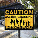 Custom Family Name Zombie Crossing Decor - Personalized Metal Sign