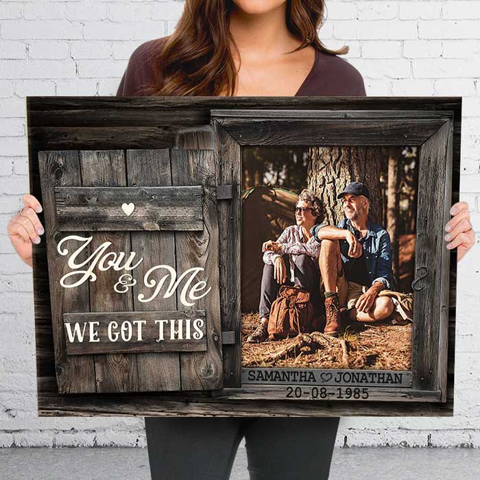 Custom Photo Couple Gifts with You and Me Design - Personalized Canvas