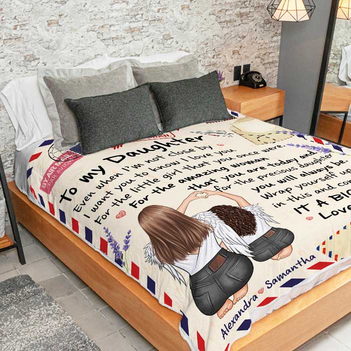 Custom Name Long Distance Mother Daughter Gifts - Personalized Blanket