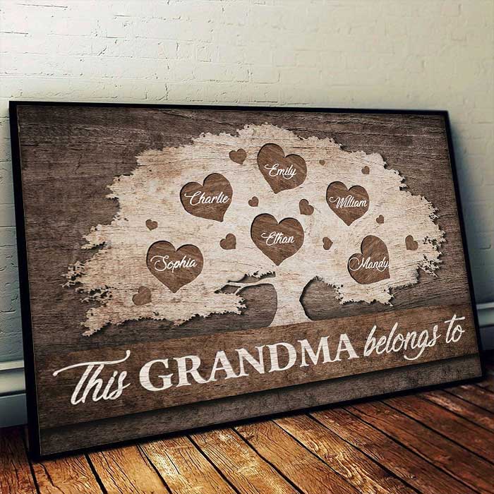 Custom Name Family Tree Gifts for Grandma - Personalized Poster