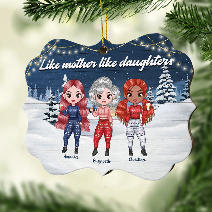 Like Mother Like Daughter - Personalized Custom Benelux Shaped Wood Christmas Ornament